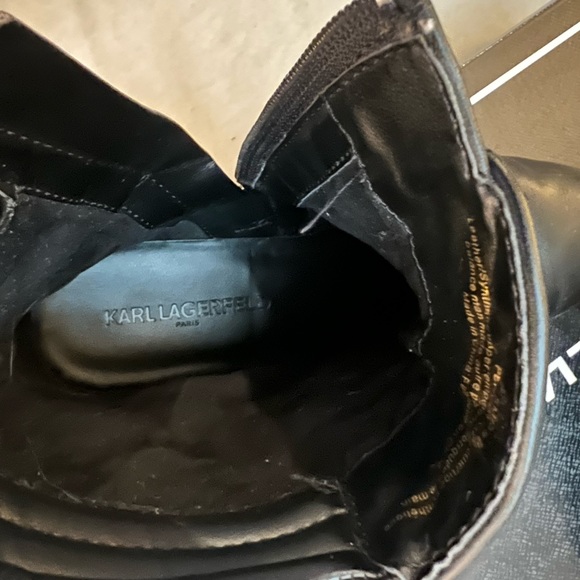 Karl Lagerfeld Paris Pervot black combat style boot with lug gold hardware 7.5 - Picture 8 of 14